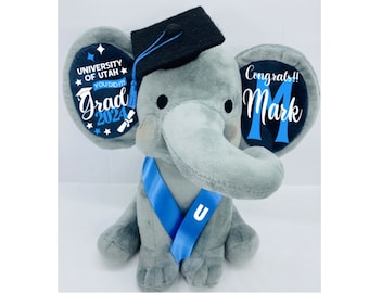 Personalized Graduation Elephant, Graduation Gift, Custom Gifts for Grads, Graduation Keepsake, Graduation Elephant, Colleges Graduates