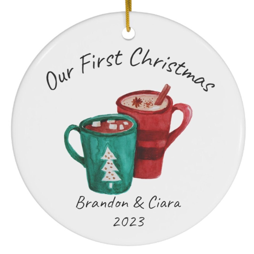 Personalized Ceramic Couples First Christmas Ornament With Custom Names ...