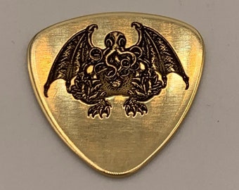 YOUR CUSTOM IMAGE Brass Guitar Pick Engraved With a Design of Your Choice 2 Sizes Available