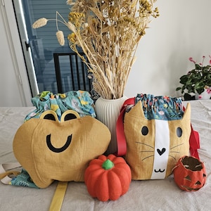 Sac a dos creche /maternelle en cotton et lin, animaux