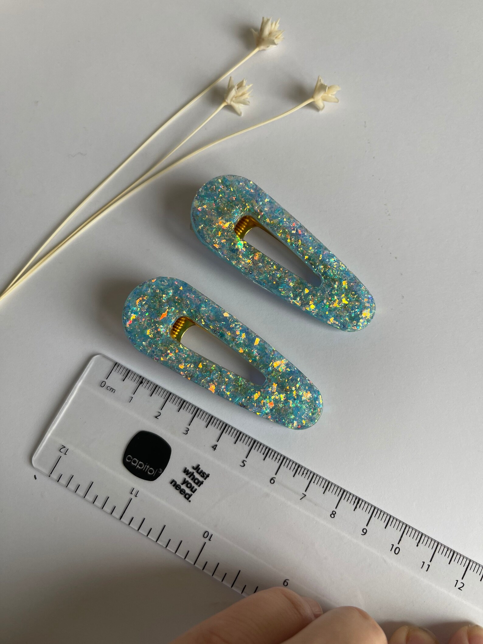 Baby blue sparkle hair clips Etsy