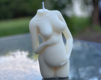 Large 5.5 inch Nude Female Pregnant Torso Candle,Pregnancy Bust Body Candles,Home Decor,Baby Shower,Birthday Gift Ideas,Gift for Her