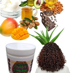 Curling Cream for Natural Hair with Pure Shea Butter-Mango Butter-Coconut-Aloe Vera-Vitamin E