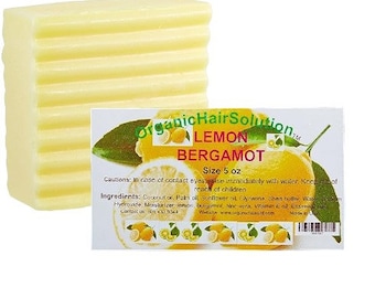 Solución capilar orgánica-Jabón iluminador de cáscara de limón orgánico-Con bergamota Aloe Vera Manteca de mango- Manteca de karité- Vitamina E para rostro y cuerpo