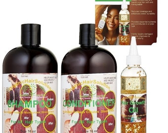 Solución Capilar Orgánica - Set de Cuidado Capilar - Aceite para un Crecimiento Rápido del Cabello, Crecimiento del Cabello, Cabello Más Grueso, Largo y con Más Volumen, Kit de Crecimiento Rápido del Cabello (paquete de 3)