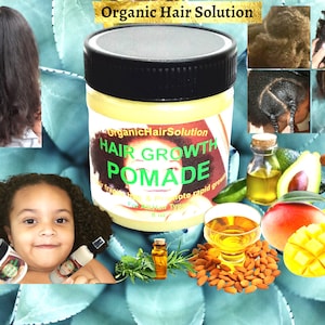 Organic Hair Solution- Kids Organic Hair Growth Pomade - Stops Itchy, Dry Scalp, Dandruff Relief, Thick, Straight, Curly, Wavy NaturalGrease
