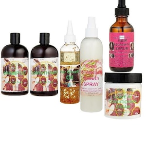 Organic Hair Solution-BUNDLE 6 in1 Hair Growth kit-For All Hair TypesAnti- Hair Loss treatment -Rosemary Mint Scalp & Hair Strengthening Oil