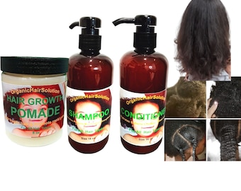 Soluzione organica per capelli - Set per la cura dei capelli per bambini - Pomata+Shampoo+Balsamo-Pomata per crescita rapida dei capelli, Crescita dei capelli, Capelli più spessi, Crescita rapida dei capelli