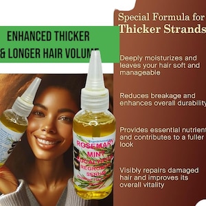 Solución Capilar Orgánica - Aceite Fortalecedor 100% Natural de Romero y Menta para Cabello Grueso y Reparador para Mujeres, Hombres y Niños - Tratamiento para el Cuero Cabelludo