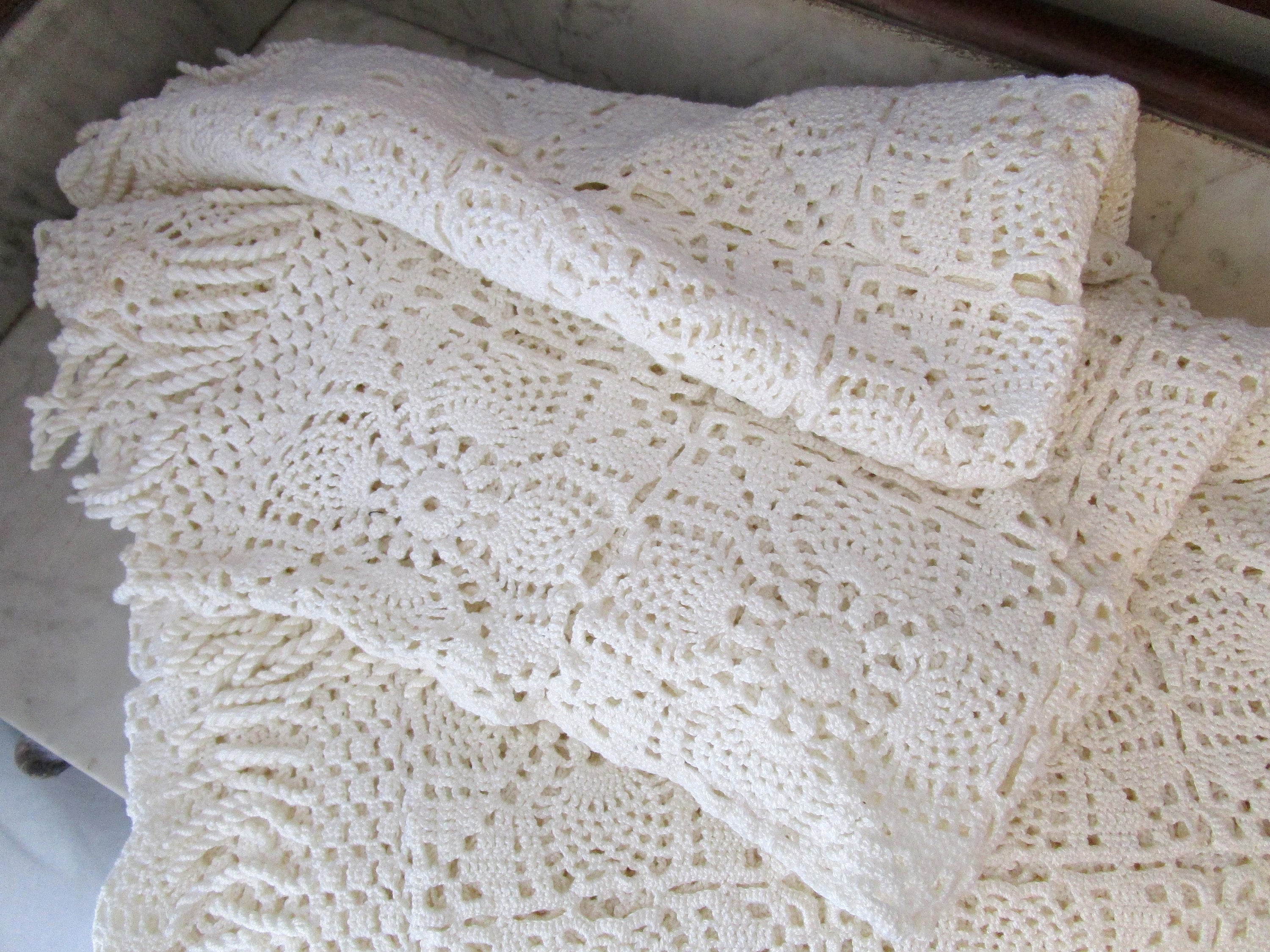Antique White Cotton Crochet Bedspread , Singal Bed Etsy