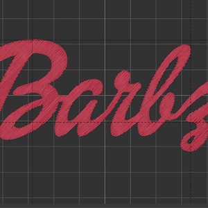 May include: A red embroidered logo with the word "Barbie" in a cursive font.