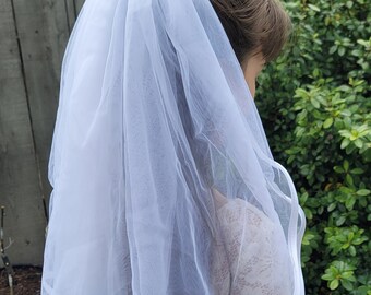 First Holy Communion Veil, 1st Communion Veil, White Satin Edge Tulle Veils, One Tier or Two With Comb