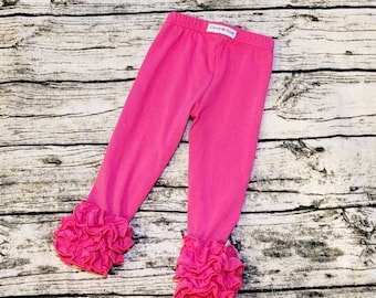 Toddler Girls Icing Leggings Hot Pink Ruffle Leggings: Soft Cotton