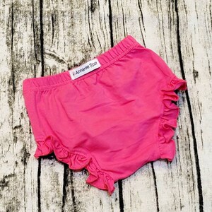 Hot Pink Ruffle Baby Bloomer: Cotton Diaper Cover (3 Mos)