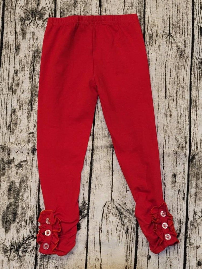 Red Button Ruffle Leggings Little Girl Baby and Toddler Soft Etsy