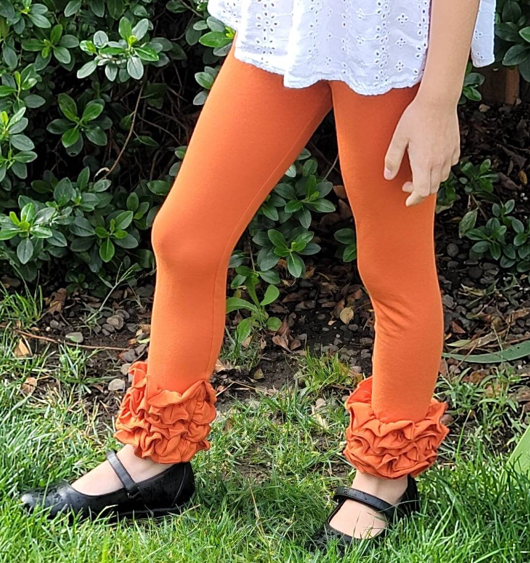 Pumpkin Orange Ruffle Icing Leggings 