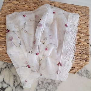 Chapel Veil, Ivory or Black Floral Infinity Lace Veil, Lace Mantilla Veils