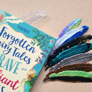 Feather Bookmark, Handmade Resin