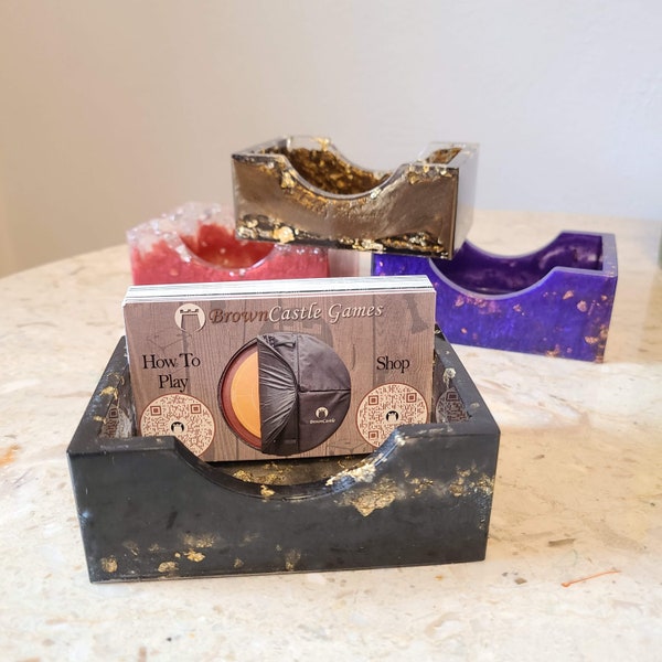 Business Card Holder, Office Organizer, Decorative Resin Desk Organizer