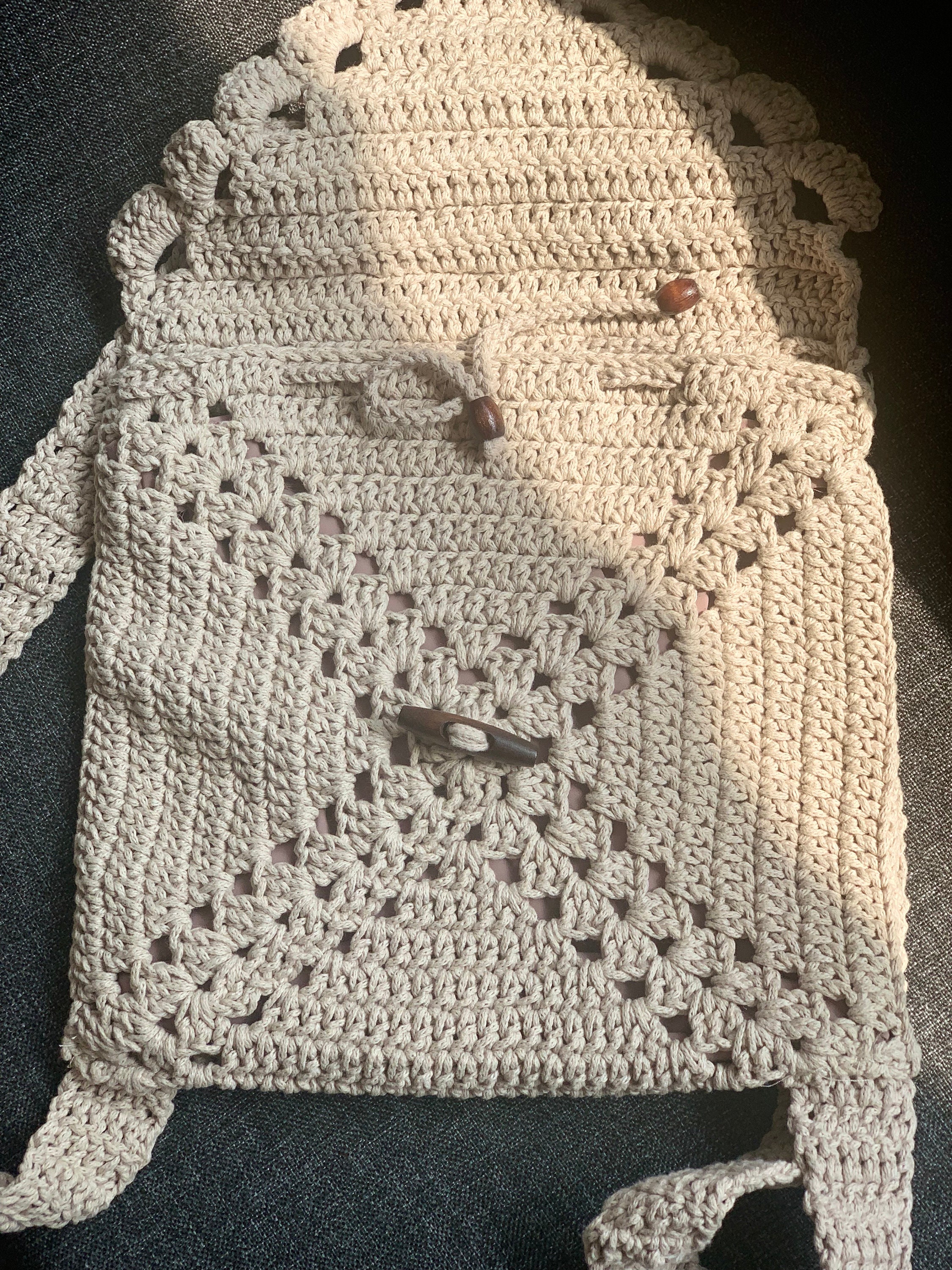Handmade Crochet Backpack Boho Rucksack Cotton Rope Lightweight Travel Casual Minimalist Crochet Drawstring Backpack Pattern main image 2