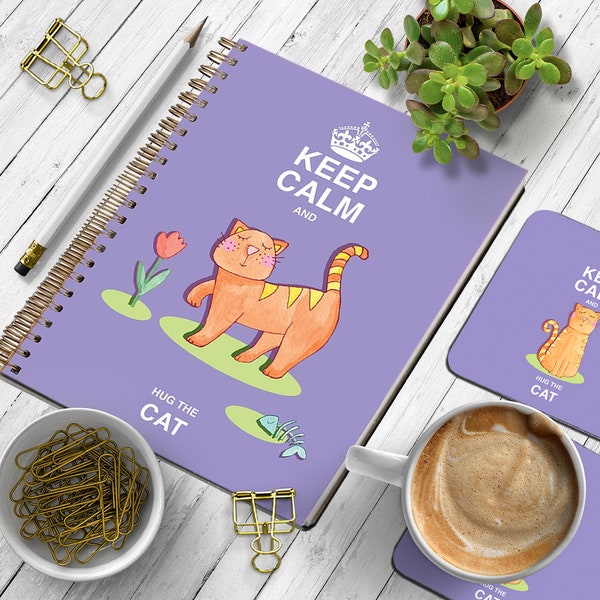 Keep Calm and Hug the Cat A5 Notebook