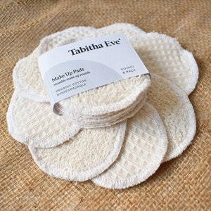 Reusable Make Up Rounds. Pack of 8. Organic Cotton. Eco-Friendly Make Up Remover Pads