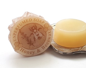 Unperfumed Honey & Beeswax Soap. Natural Skin Care. 75g Bar. Made locally in the UK