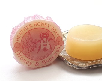 Heather Honey & Beeswax Soap. Natural Skin Care. 75g Bar. Made locally in the UK