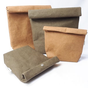 Washable Paper Bag. Snack Bag. Lunch Bag. Reusable Vegan Leather Food Bag. Eco-Friendly Storage