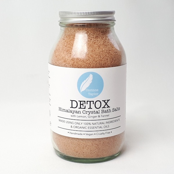 Detox Himalayan Bath Salts. 600g Glass Jar. Natural Skin Care