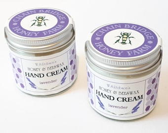 Lavender Honey & Beeswax Hand Cream. Natural Skin Care. 50g Glass Jar. Made locally in the UK