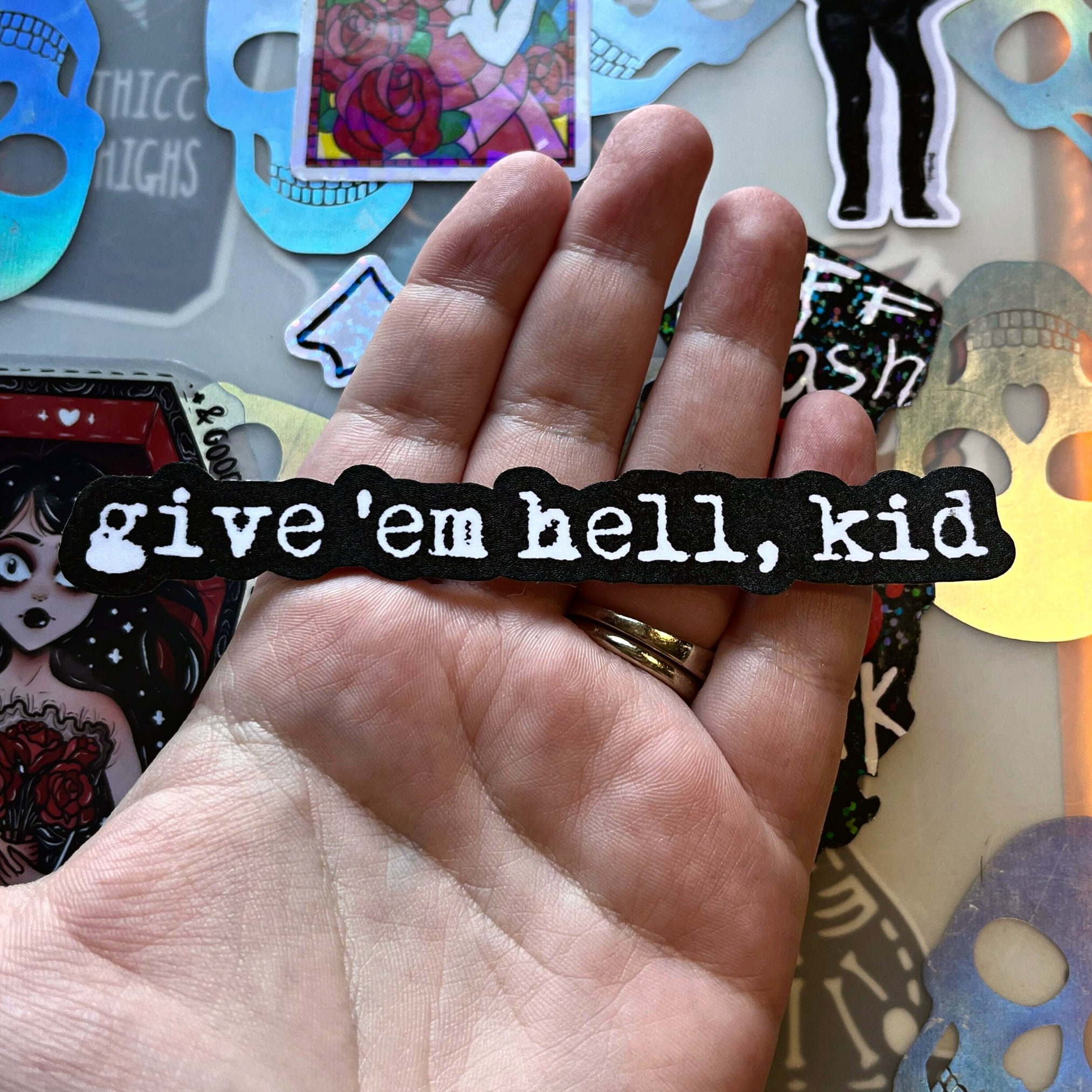 Revenge MCR Stickers, Give 'Em Hell Kid Sticker, Emo Sticker, Elder Emo Sticker, Alternative Sticker, MCR Sticker, Emo Laptop Sticker