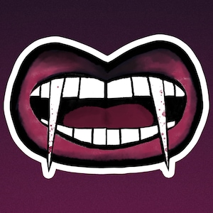 Vampire Sticker, Vampire Fang Sticker, Halloween Sticker, Goth Sticker, Halloween 2024, Emo Sticker | CassieMakesArt