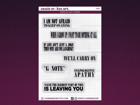 Black Parade Emo Planner Stickers: Goth Journal Decals
