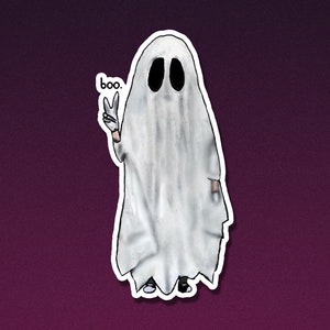 Emo Ghost Sticker, Ghost Sticker, Boo Sticker, Emo Stickers, Elder Emo Stickers, Goth Stickers, Alternative Stickers | CassieMakesArt