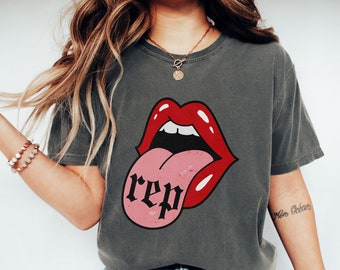 Red Lips Tongue Rep Tee Reputation Merch Reputation Tshirt Comfort Colors Oversized Trendy Tee Swiftie Swiftmas Gift Tswift In My Rep Era