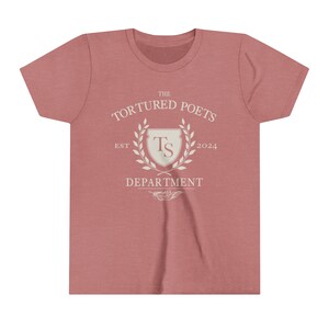 The Tortured Poets Department Shirt YOUTH Tee, TSwift New Album Shirt, Alls Fair in Love and Poetry, Swiftie Shirt, Little Swiftie TTPD Heather Mauve