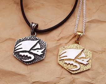 Dragon D&D Silver Pendant, Dungeons and Dragons Gift, DnD Necklace, RPG Jewelry, Cute Fanatsy RPG Jewllery, Silver Dragons Hoard Collection