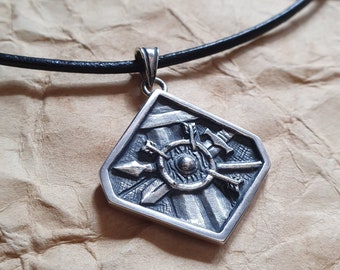DnD Fighter Silver Pendant, D&D Player Gift, Dungeons and Dragons Necklace, Sword Jewellery, Dice Jewelry, Silver Dragons Hoard Collection