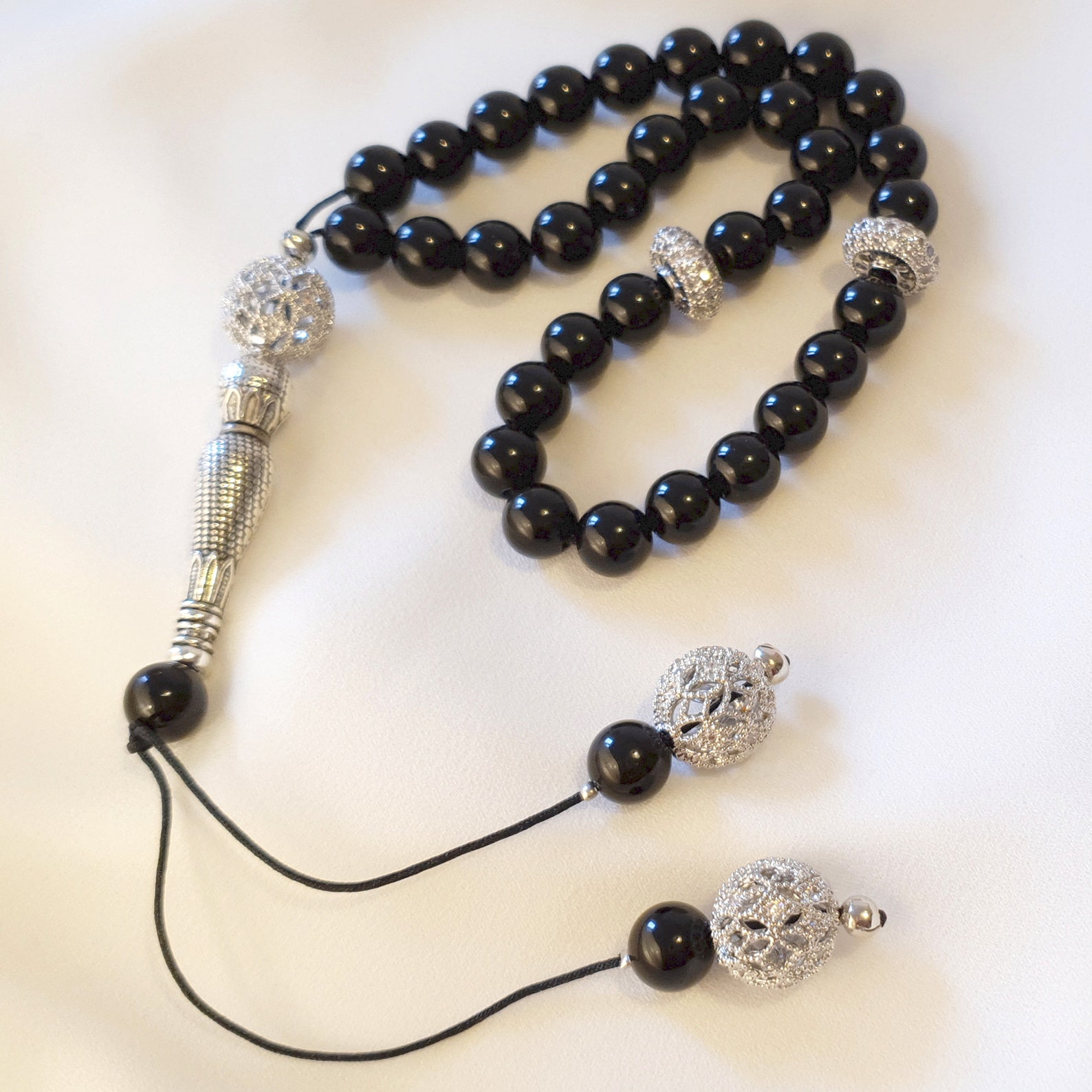 Natural Gemstone Beaded Tasbeeh Black Obsidian Tasbih Muslim Etsy
