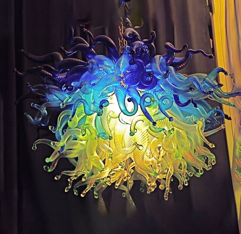 Luxury Italian Blue and Green Glass Chandelier Customisable - Etsy