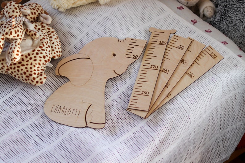 Nursery Elephant Height Ruler Growth Chart Wall Decor Custom Baby ...