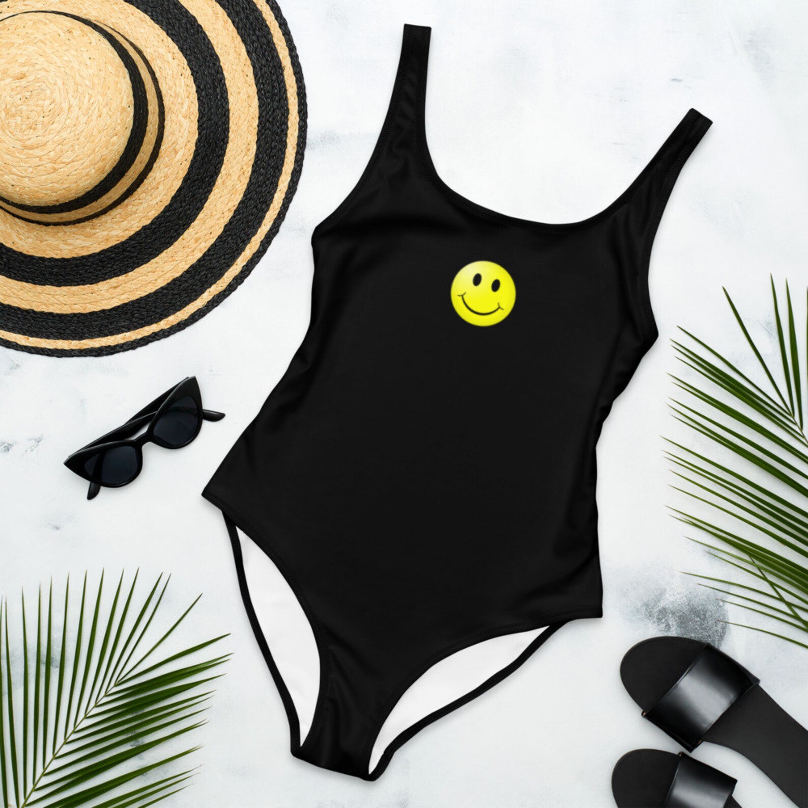 OnePiece Swimsuit smiley face swimwear Etsy