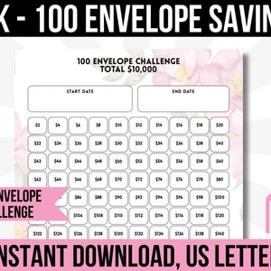 10000 Savings Challenge Printable, 10,000 Savings Challenge, 100 Envelope Savings Challenge, 10K Savings Challenge, Savings Tracker