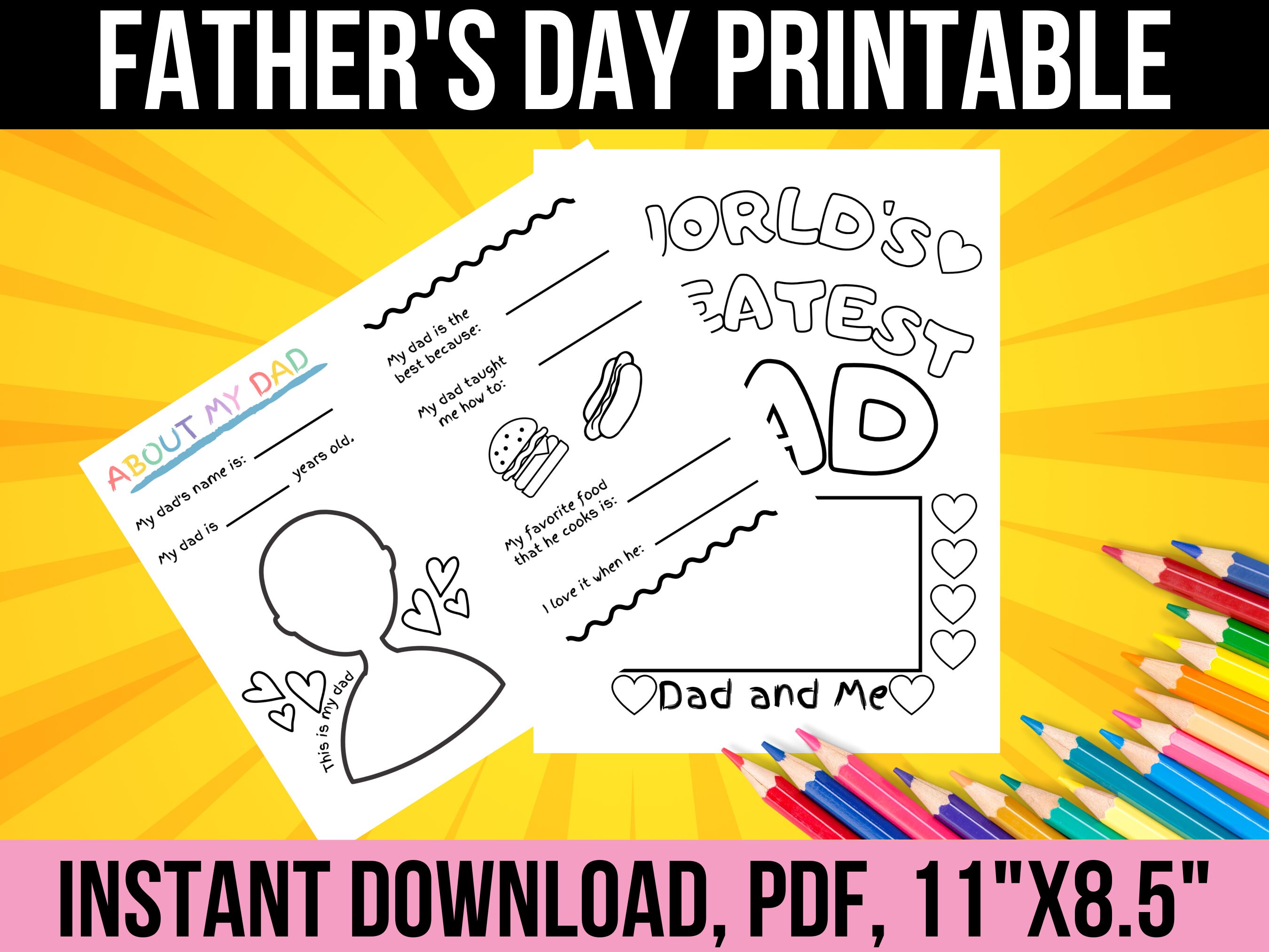 Fathers Day Printable Coloring Page, Printable All About Dad Fill in ...