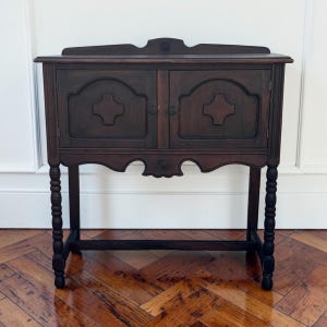 Vintage Cabinet | Server Sideboard | Early American Style Bar Cabinet | Entryway Storage Console | Rustic Wood Accent Cabinet | Farmhouse