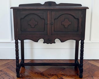 Vintage Cabinet | Server Sideboard | Early American Style Bar Cabinet | Entryway Storage Console | Rustic Wood Accent Cabinet | Farmhouse