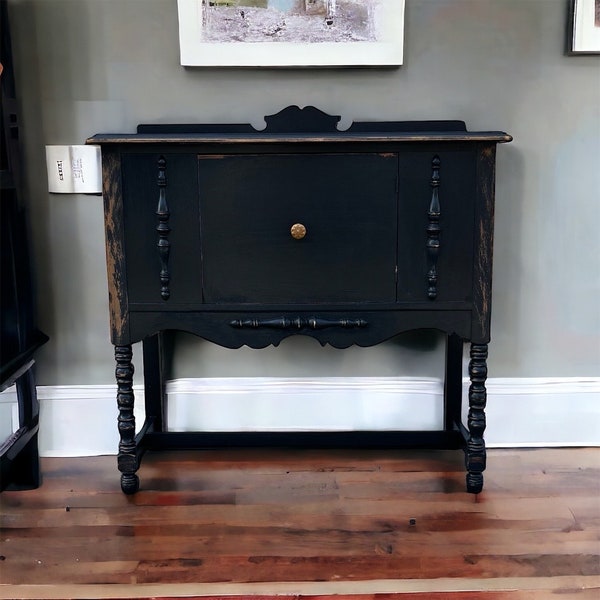 Stunning Antique Distressed Server, Weathered, Farmhouse, Shabby Chic, Buffet, Sideboard, Black furniture, Credenza, Entryway, Small Buffet