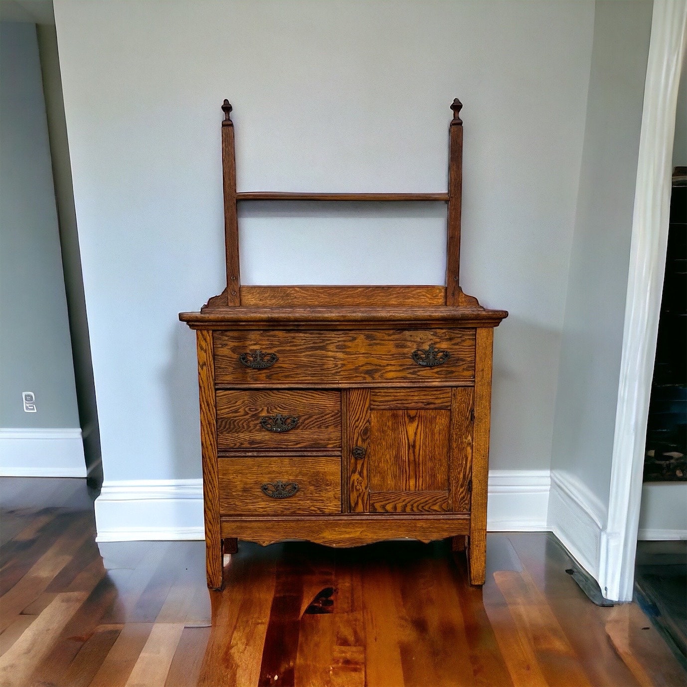 Gorgeous Antique Washstand, Dry Sink, Basin Stand, Small Cabinet, Oak ...