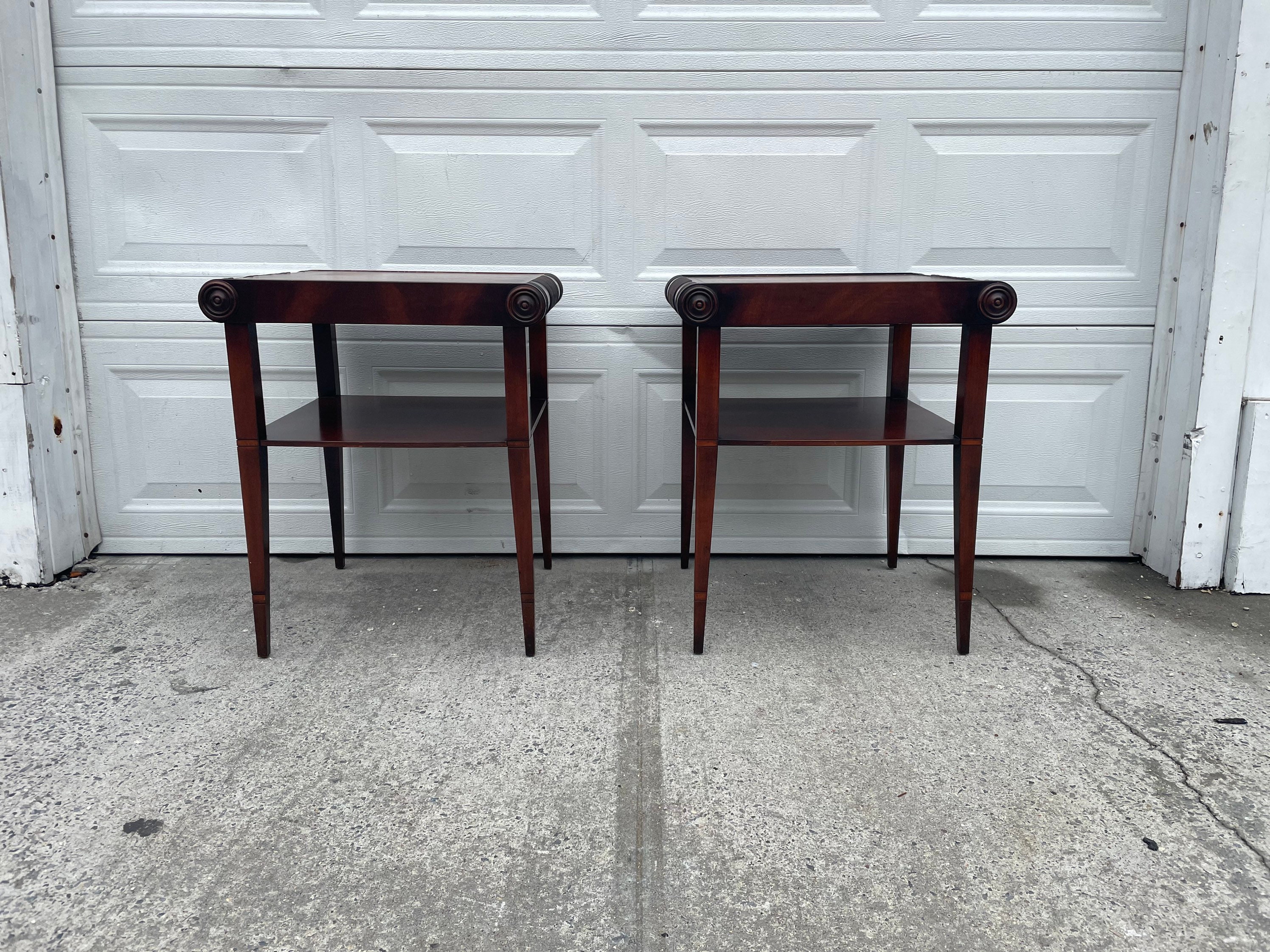 Stunning Antique Leather Top Side Tables Etsy